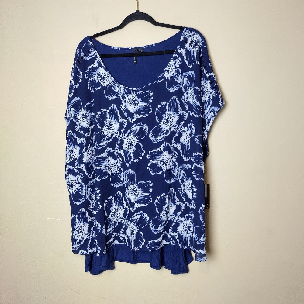 NEW DIRECTIONS CURVY Women's Floral Top Blouse short Sleeves Size Curvy‎ 3X